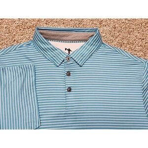 Anderson Ord Golf Polo Shirt Men's Large Blue & White Striped
